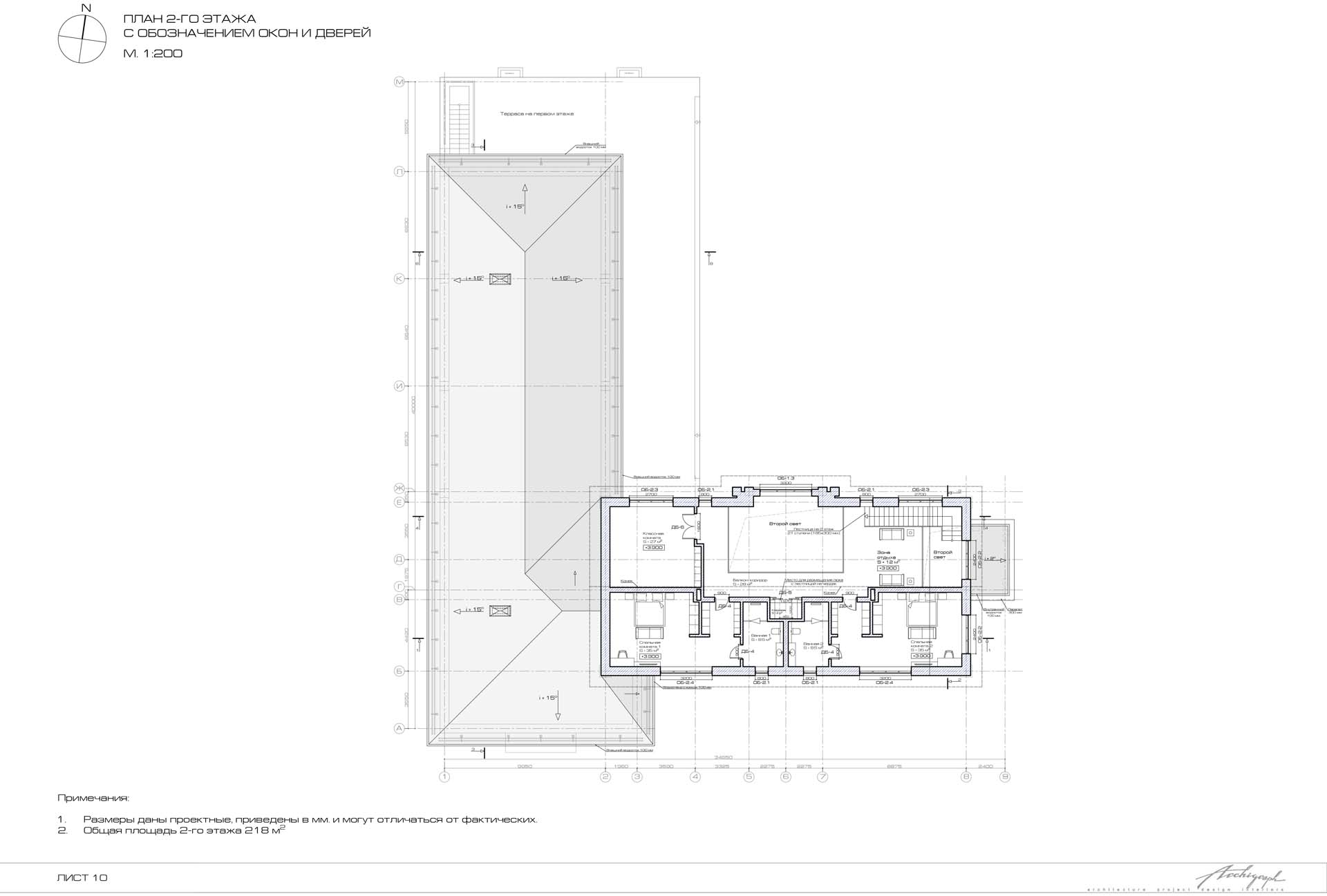 Parkville villa e - second floor plan with window and door marking
